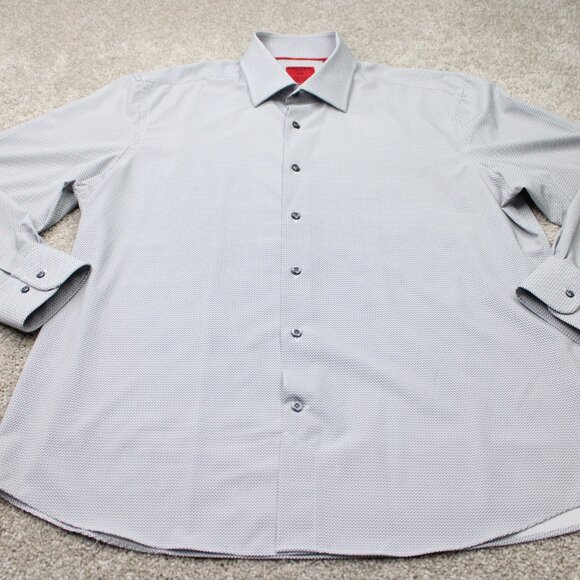 Proper Sport Shirt Mens XL Black/White Contemporary Fit 4 Way Stretch L/S Button - Picture 3 of 13